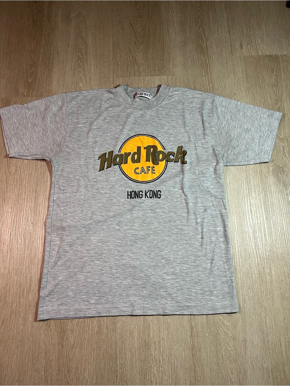 Hard Rock Cafe Hong Kong Gray Tee with Yellow Logo